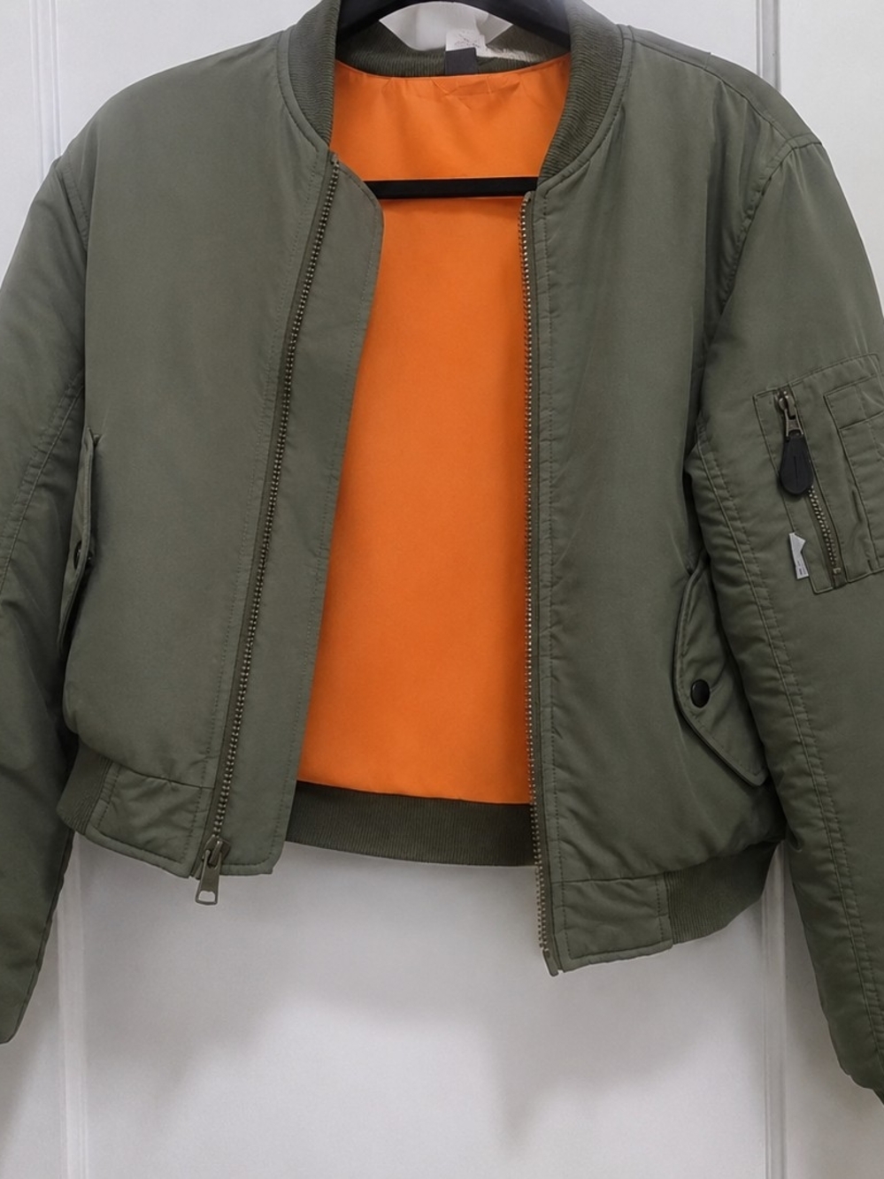Vintage Olive Green Bomber Jacket with Orange Lining,  Trooper, M